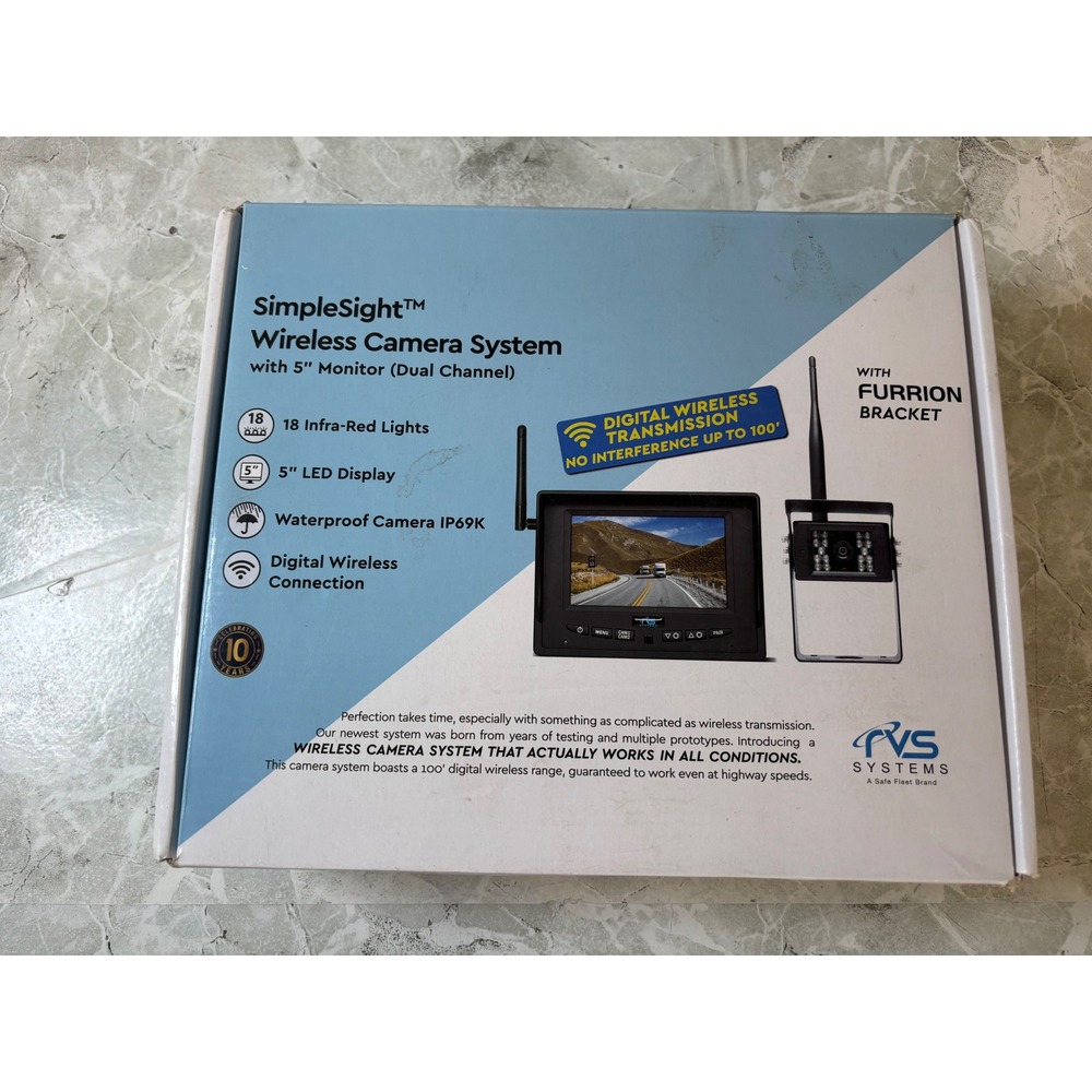 RVS Systems SimpleSight Wireless Camera System 5" Monitor RVS-255W Furrion Mount